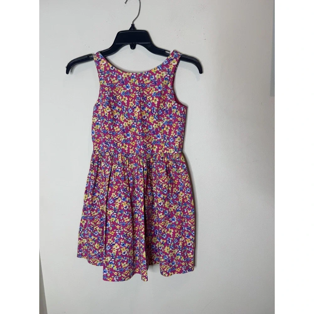 Polo Ralph Lauren Dress Girls 8‎ Pink Floral Sleeveless Fit & Flare Lined Summer